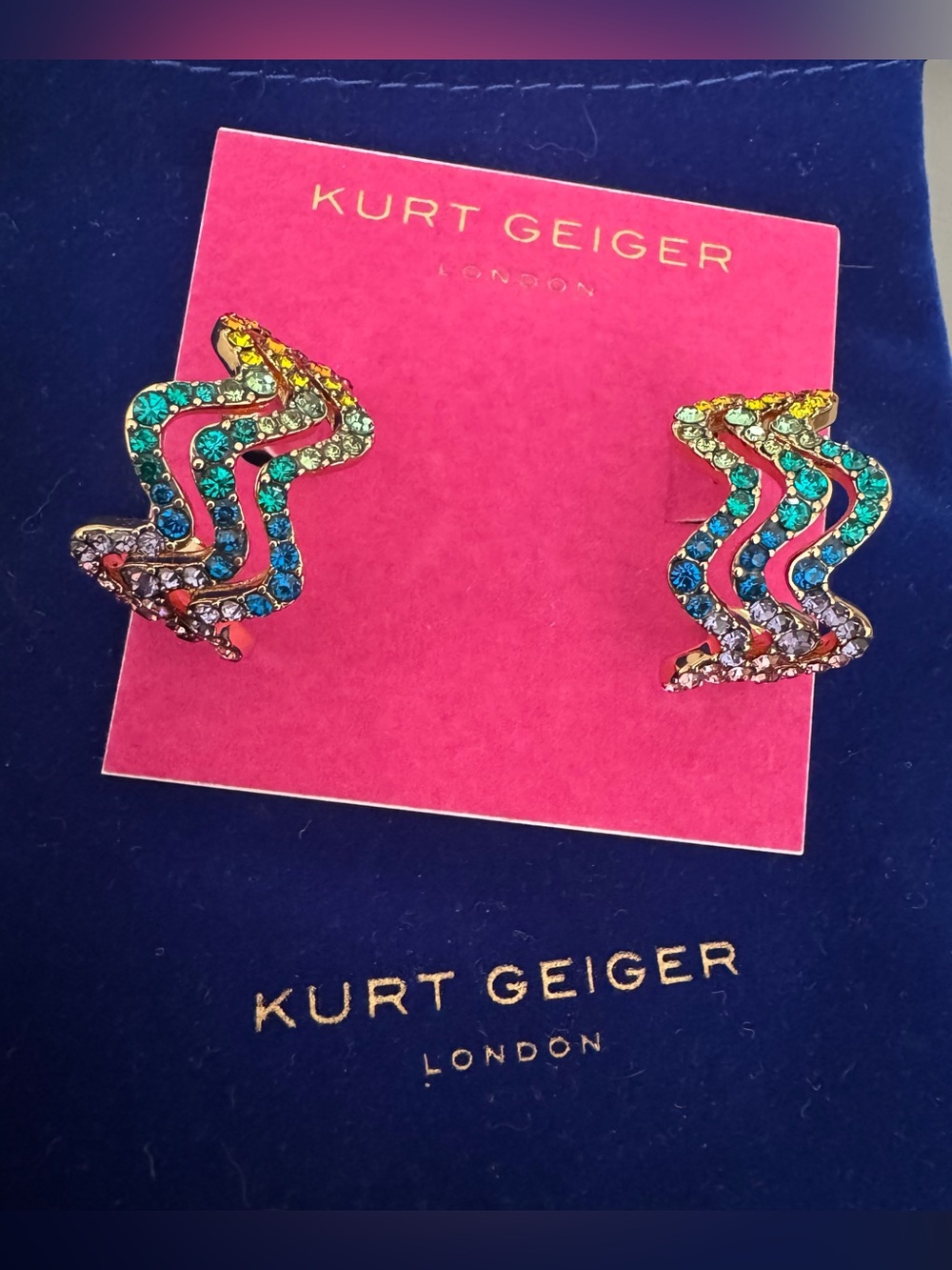 New Kurt Geiger Rainbow Wave Hoop Earringd